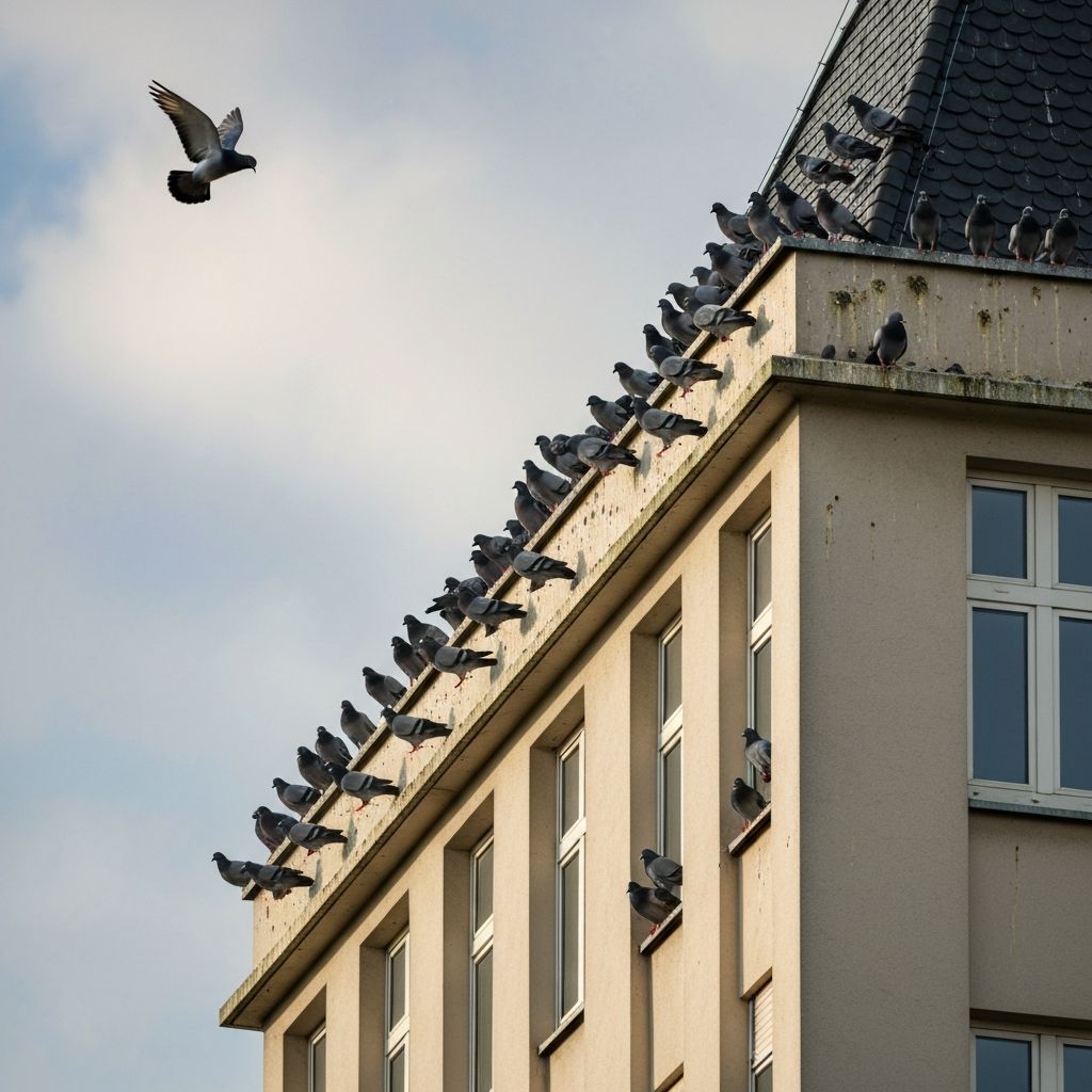 Tauben auf einem Gebäudesims